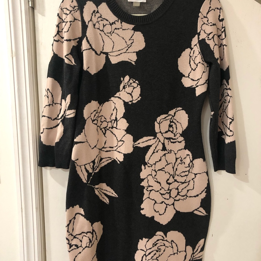 Calvin Klein Floral Print Sweater Dress